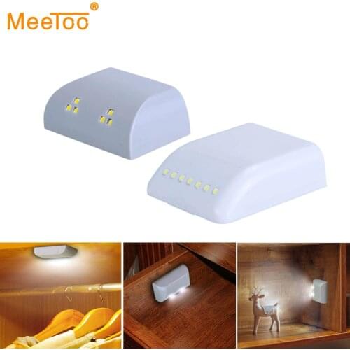 Battery LED Night Lamp PIR Infrared Motion Sensor Light Kitchen Inner Hinge Drawer Cupboard Wardrobe Closet Under Cabinet Light