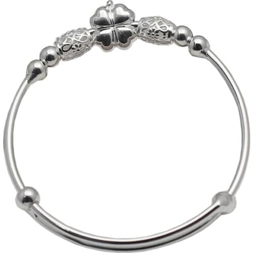 Beadsnice Sterling Silver Adjustable Bangle Bracelet Lucky Leaf Bangles Silver Jewelry For Christmas Gift ID34736smt4