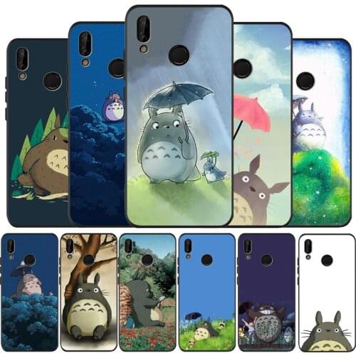 My Neighbor Totoro black soft Phone Case for huawei P40 P30 P20 P10 Pro lite P9 Lite nova 4E 6SE Psmart 2 2019 Y6 9 Prime