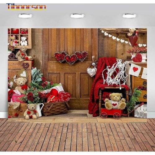 Happy Valentine Day Cute Pink Heart Sweet Love Wood Photography Backdrops Personalized Photographic Background for Photo Studio