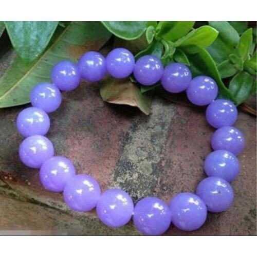 10mm Lavender Jade Gemstone Round Beads Stretchy Bracelet 7.5