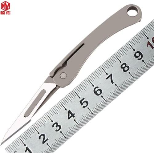 EDC Tool Mini Titanium Alloy Utility Knife Folding Knife Portable Unpacking Utility Knife EDC Emergency Key Knife Medical Knife