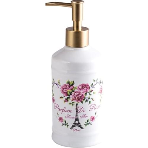 European style ceramic hand washing liquid shampoo bottles Romantic cottage rose Violet lavender Love Paris Tower Dispenser