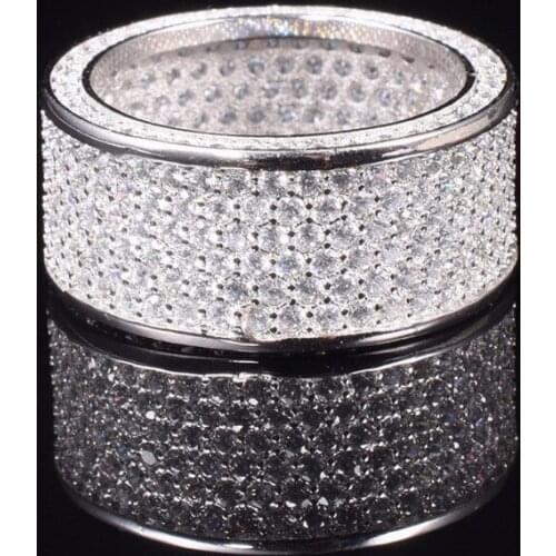 Luxurious Paragraph Fashion 925 Sterling Silver Gemstone Ring Shining 320pcs Full Simulated Diamond Rings Finger for Woman gift