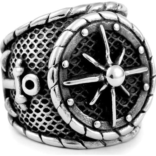 Stainless steel anchor ring punk biker fashion men 316l unique jewelry