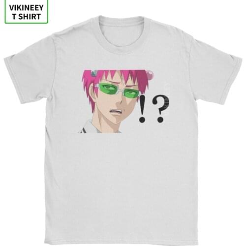 Saikis Confused Face The Disastrous Life Of Saiki K T-Shirt Men Cotton T Shirt Anime Tops Kusuo Manga Kaidou Short Sleeve Tees