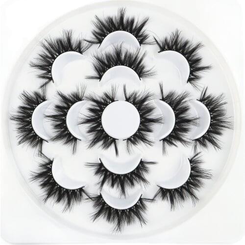 Natural No Cruelty Mink False Eyelashes 7 Pairs Faux Mink Lashes Long Dramatic 5D Fluffy Thick Volume Lashes 7 Pairs Pack