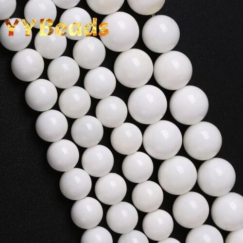 Natural White Tridacna Stone Beads 4 6 8 10 12mm Round Loose Spacer Charm Beads For Jewelry Making DIY Bracelets Women Necklaces