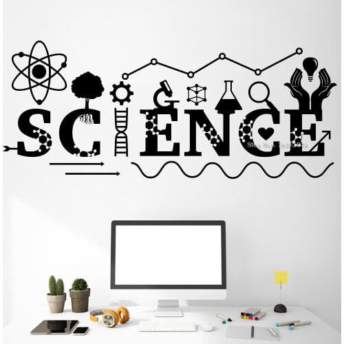 Fancy Science Quotes Wall Decal Art Wall Decor Chemistry Instrument Classroom Decals Teen Boy Bedroom Decor Stickers Hot LC1313