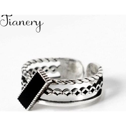 New Charming Black Geometric Finger Ring for Women Vintage Boho Knuckle Party Rings Gothic Punk Jewelry Gifts for Girls 2020