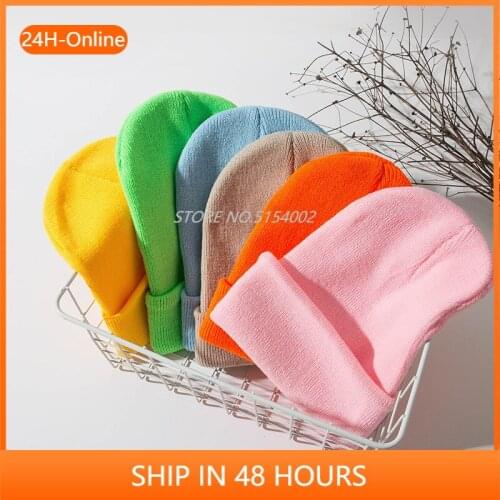 Autumn Winter Candy Color Knitted Cap Unisex Beanie Wool Blends Soft Warm Knitted Cap Men Women SkullCap Hats Gorro Ski Beanies