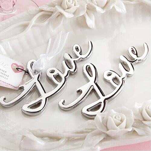 60pcs/lot Silver color Love themed beer bottle opener Bridal Shower Favors and Gift wedding giveaways gift Free shipping