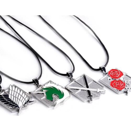 Attack On Titan Necklace Anime Eren Key Shingeki No Kyojin Pendant Necklace Wings Of Liberty Badge Necklace Cosplay Gift 12pcs