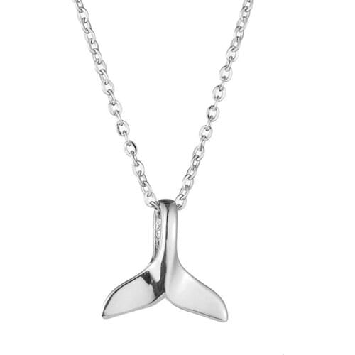316 Stainless Steel Whale Dolphin Tail Pendant Necklace Fish Tail Necklace for Women Girls 3 colors