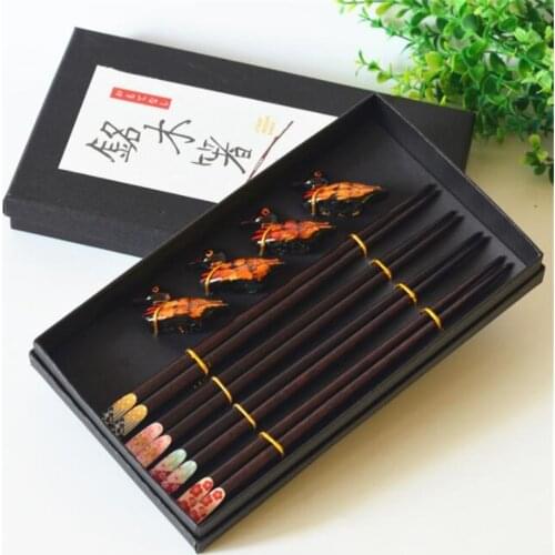8pcs Chopsticks Reusable Holders Handmade Natural Wood Chopsticks Set Chinese ChopsticksTableware Housewarming Gift Pack