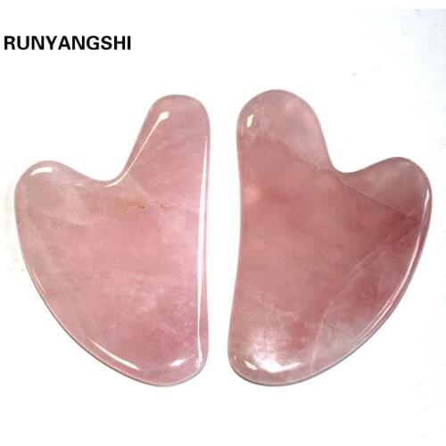 Natural Rose Quartz Gua Sha Board Pink Jade Stone Body Facial Eye Scraping Plate Acupuncture Massage Relaxation Health Care