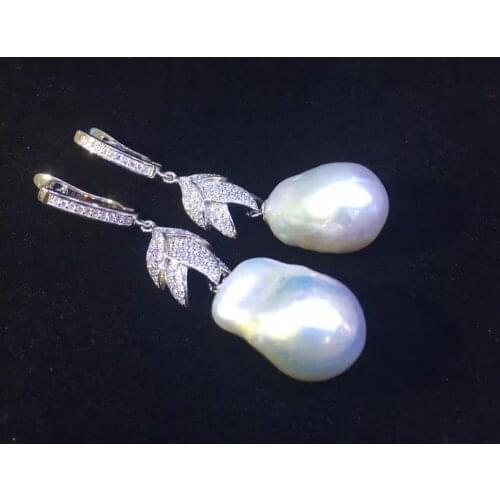 Baroque natural fresh water pearl drop earring 925 sterling silver solid silver fine women jewelry free shipping