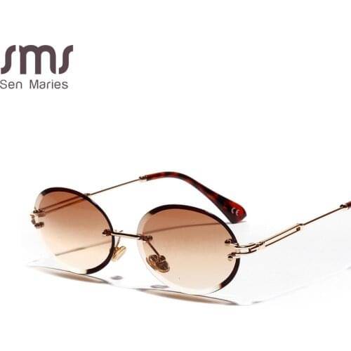 Steampunk Round Sunglasses Women Vintage Sunglasses Men Retro Rimless Oval Sunglasses Brand Designer Luxury Eyewear Glasses