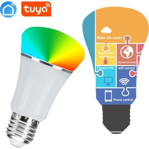 Tuya app remote control smart wifi light bulb switch color adjustment connection Amazon Alexa Google home E27 B22 E26
