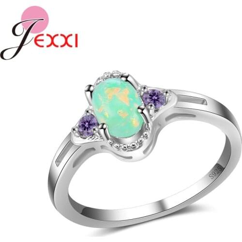 Gorgeous Halo 925 Sterling Silver Rings High Quality Paved Micro AAAA Opal Women Mother Birthday Gift Summer Jewelry