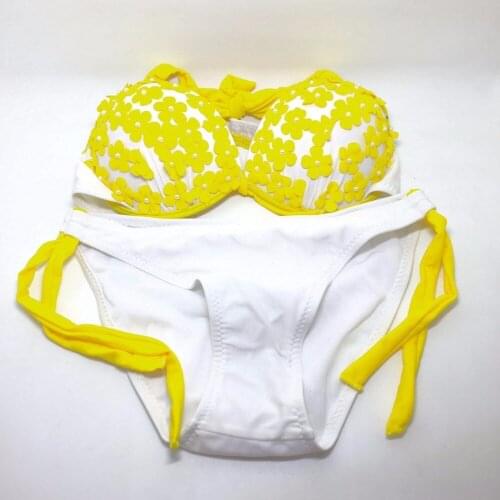 Y06 Vintage Bikini Womens top push up thong swimwear swimsuit bathing suit Beach swim wear Black