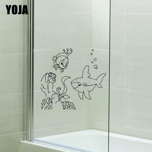 YOJA 26x27.5CM Small Fish Bath Glass Decals Home Decoration Wall Stickers G2-0276