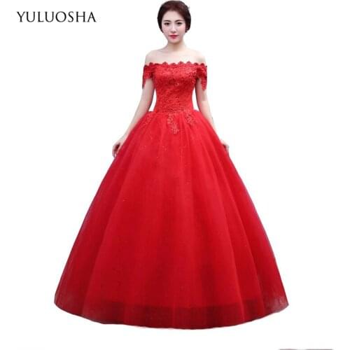 YULUOSHA Red Plus Size Wedding Dress Appliques Backless Modest Dress for Women Short Wedding Dress Custom Made Vestido De Noiva