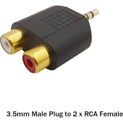 1Pcs 3.5mm Gold Plated Stereo Male Plug to 2x RCA Female Jack Adapter Splitter Audio Cable Connector