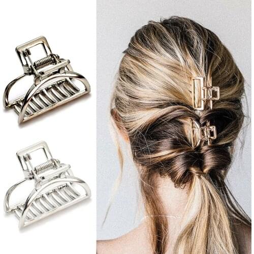 1Pcs Women Girls Geometric Hair Claw Clamps Hair Crab Moon Shape Hair Clip Claws Solid Color Accessories Hairpin Large/Mini Size