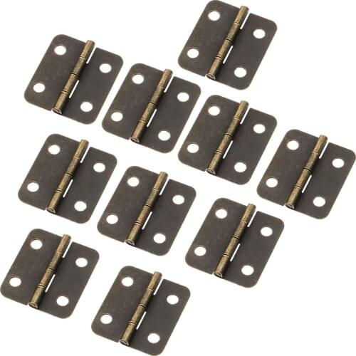 10pcs/kit 30*25mm Antique Bronze Hinges +40 screws Round Angle Flat 4 Holes Cabinet Furniture Door Drawer Jewellery Case Decor