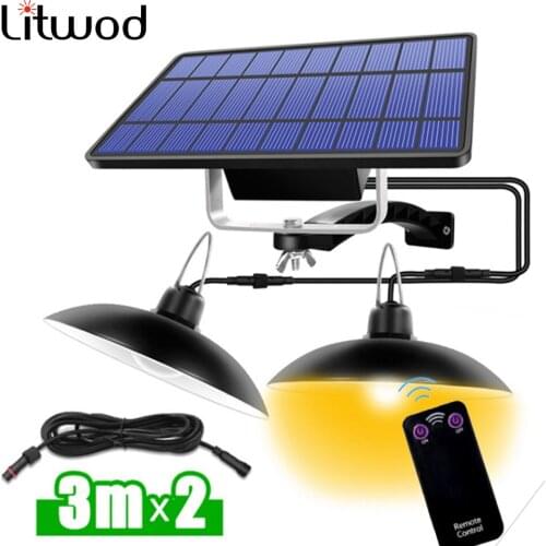 16 LED Solar Pendant Light Double Head Outdoor Solar Indoor Lamp With Line Warm White/White Home Garden Yard for Camping