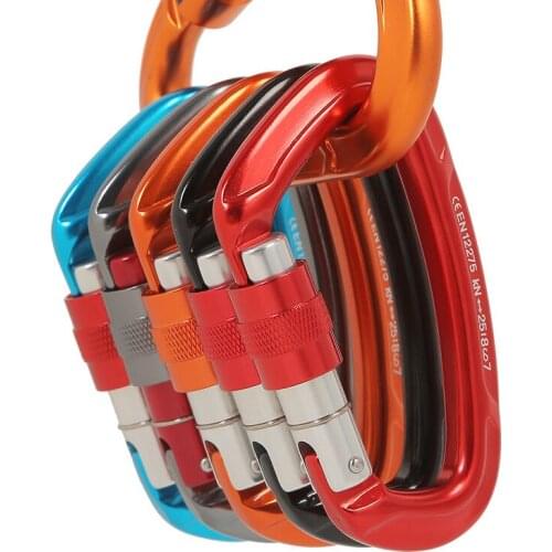 25kN D-Shape Carabiner Climbing Security Safety Buckle Screw Gates Master Lock Carabiner Outdoor Rock Climbing Equipment