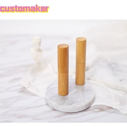50PCS DIY party gift eco-friendly customized LOGO 12.1mm Bamboo lipstick tube/lip balm tube/mouth wax tube Personalized homemade