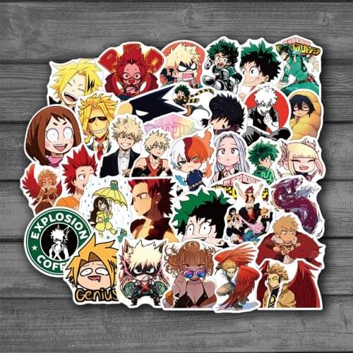 50PCS Anime My Hero Academia Stickers DIY Skateboard Fridge Guitar Motorcycle Laptop Luggage Classic Toy Cartoon Decals Sticker