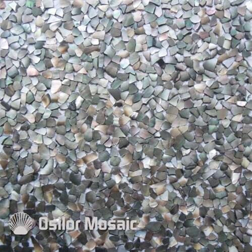 Irregular chips 100% blacklip sea shell natural black color mother of pearl mosaic tile for interior house decoration wall tiles