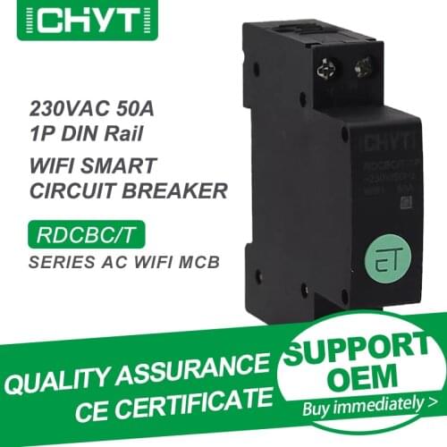 Free Shipping CHYT RDCBC/T 1P Din Rail Tuya AC 230V 50A 63A WiFi Smart Circuit Breaker MCB With Alexa Google For Smart Home