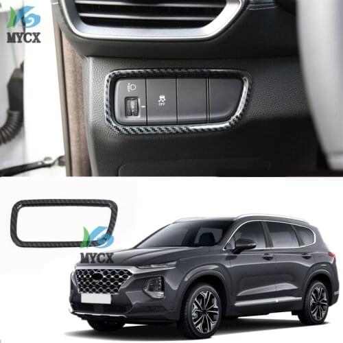 Car Head Lamp Light Switch Headlight Adjustment Knob Panel Control Protective Trim Car Styling For Hyundai Santa Fe IX45 2019