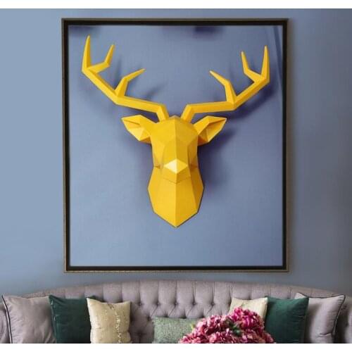 LARGE SIZE 4 COLOR AVAILABLE NEW GEOMETRY 3D ANIMAL DEER HEAD WALL DECORATION HEAD RESIN WALL ORNAMENT XMAS GIFT CREATIVE GIFT