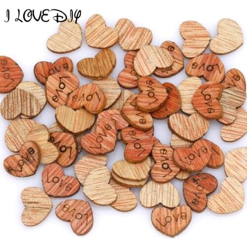 200pcs/lot Made with Love Beads Wooden Heart Beads Brown for Jewelry DIY Making