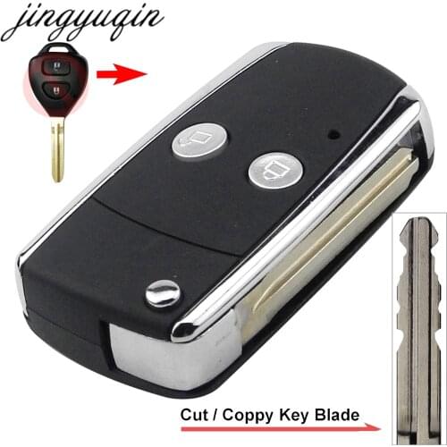 Jingyuqin Cut Blade TOY4 2BTN Car Key Shell For Toyota Camry Corolla Avalon Echo Avensis Tarago Prado Modified Flip Remote Case