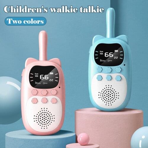 Childrens Walkie Talkie Kids Mini Toys Handheld Transceiver 3KM Range UHF Radio Lanyard Interphone For Birthday Gift 2pcs/Set