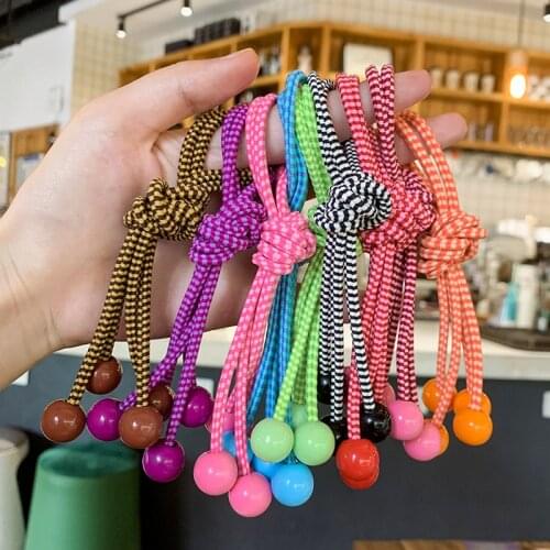 2pcs/lot Childrens hair accessories ethnic style hair ring color long rubber band womens hair rope new head rope headdress