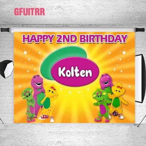 GFUITRR Cartoon Dinosaur Photo Backdrops Kids Birthday Photography Backgrounds Custom Decorative Banners Vinyl Photo Studio