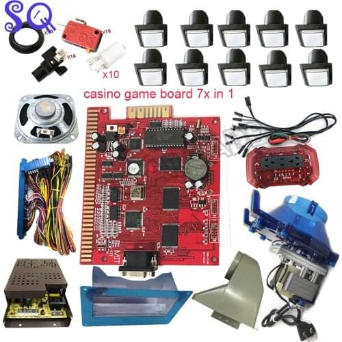 Casino Multi Game Board 7X in 1Jamma Kit for Gambling Machine Slot PCB Motherboard Coin Acceptor Hopper LED Button Win Sytem