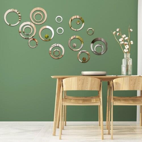 Wall Sticker Mirror Flower Wall Art Sofa Mural Acrylic Home Decoration Silver