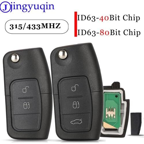 Jingyuqin 315MHz 433MHz 4D63 Chip 3 Button Flip Folding Remote Control car Key for Ford Focus 2 3 mondeo Fiesta key Fob Case