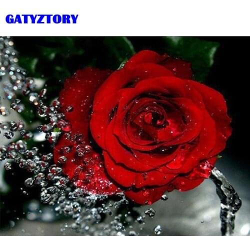GATYZTORY Framed DIY Painting By Numbers Rose Flowers Kit Modern Home Wall Art Picture Canvas Painting Artwork Gift For Home Art
