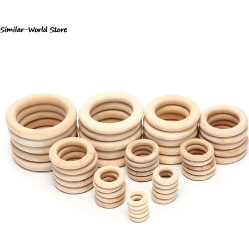 5/10/20/50pcs Natural Wood Circle Children Kids Teething Ring Toy DIY Wooden Crafts Jewelry Making 10 Size