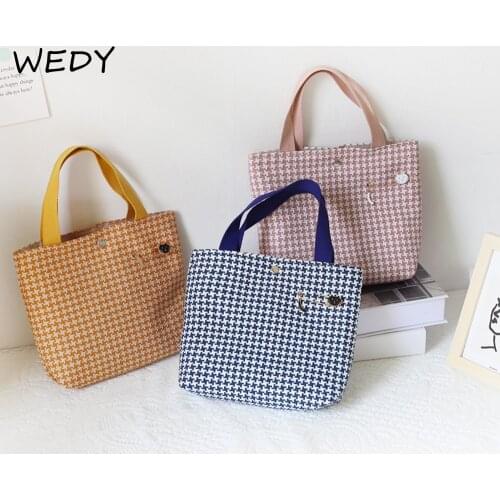 Korean Portable Lunch Bag Floral Small Tote Bag Women Simple Shopper Handbag Cute Children Lunch Bags Picnic Food Storage Pouch
