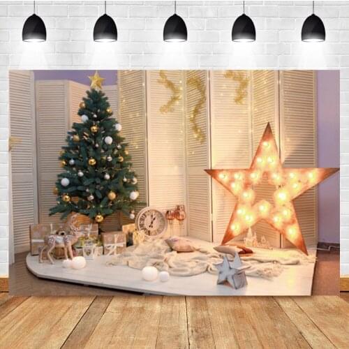 Laeacco Indoor Christmas Tree Screen Lights Stars Birthday Portrait Photo Background Photographic Backdrop For Photo Studio